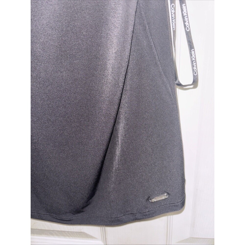 Calvin Klein Blouse Womens Small Black Sheer Polyester Short Sleeve Round Neck - Picture 2 of 5